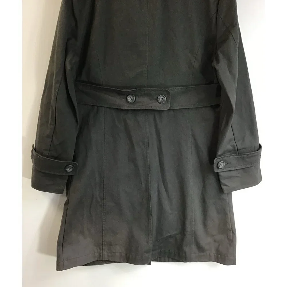 Garnet Hill Grey Cotton Trench Coat Grunge/Rock/Punk Sun Faded Distressed 🩶 - Picture 2 of 5